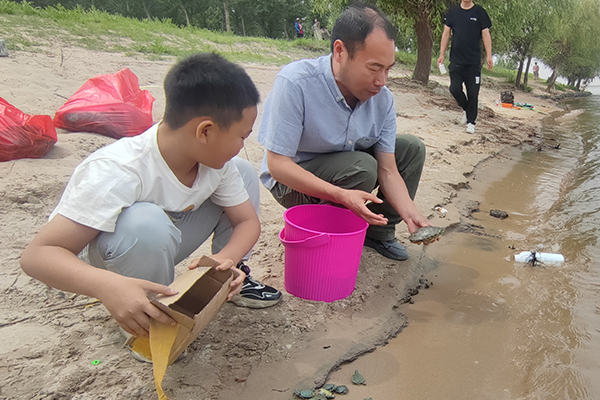 沈阳公墓网端午辽河放生乌龟，成为中华殡葬文化的情感纽带